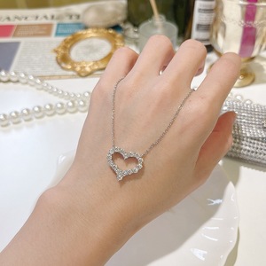 Regalo di Anniversario, Gioielli Romantici alla Moda, Collana con Ciondolo a Cuore Infinito in Argento 925 e Moissanite da 1,5mm, Placcata in Rodio per Donne - Product Image 5