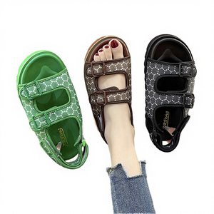 Sandalias Planas Deportivas de Verano para Mujer, Antideslizantes, con Hebilla, Parte Superior de PU, Forro de PVC, Transpirables y Ligeras - Product Image 3