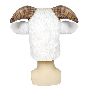 Masque en latex de chèvre blanc, accessoire de fête costumée, unisexe - Product Image 3