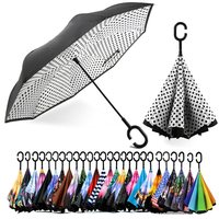 Memorytree Parapluie inversé inversé à l'envers avec poignée en forme de C Parapluies inverses Anti-UV Imperméable Coupe-vent