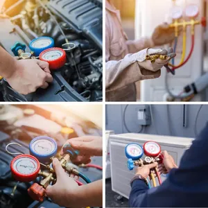 R410A R32 R134a R404A <strong>Manifold</strong> <strong>Gauge</strong> <strong>Set</strong> 200 PSI HVAC A/C Refrigeration Charging Service Hoses Adjustable Couplers Adapter Can - Product Image 6