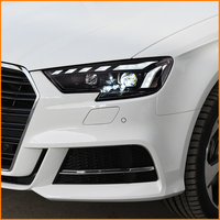 Kit de modernisation des phares de voiture Audi A3 8V 2013 à 2020 style RS, double lentille LED, avec boîtier noir et accessoires LED DRL