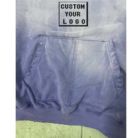 Sweat-shirts surdimensionnés rétro streetwear personnalisés avec logo, effet délavé, poche centrale et rayures blanchies – Vente en gros