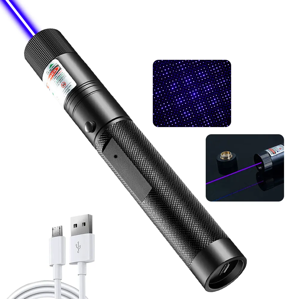Wiederauf ladbarer USB-Laserpointer Kleiner Hochleistungs-Blaulicht Leistungs starker brennender Laserpointer