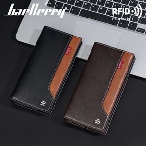 Baelerry Men's <b>Wallet</b> Long Leather RFID Protection Multi Card <b>Holder</b> Black Dark Brown Brown - Product Image 2