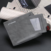 Baellerry Dompet Pendek Kulit Pu Pria, Dompet Pendek Kulit Multi Kartu Terbuka Horisontal