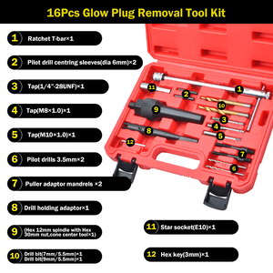 Kit <span class=keywords><strong>de</strong></span> 16 outils <span class=keywords><strong>de</strong></span> réparation <span class=keywords><strong>de</strong></span> filetage pour <span class=keywords><strong>extracteur</strong></span> <span class=keywords><strong>de</strong></span> bougies <span class=keywords><strong>de</strong></span> <span class=keywords><strong>préchauffage</strong></span> endommagées - Product Image 2