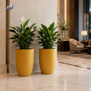 Ensemble de pots de fleurs en fibre de verre personnalisés, jardinières en résine, vases coniques sculptés avec trou de drainage pour hall d'hôtel, bureau, centre commercial - Product Image 3