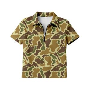 Camiseta GT1602 con estampado de camuflaje personalizado, manga corta, con cremallera, antiarrugas, para mujer adulta, venta al por mayor, top de verano para adulta. - Product Image 4