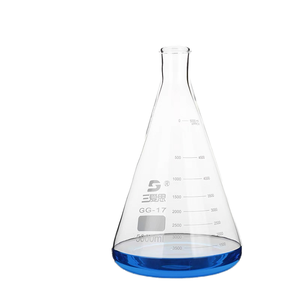 Frasco triangular de vidrio de borosilicato de 5000mL, vaso de precipitados graduado cónico de cuello recto para uso en laboratorio químico, vidrio transparente - Product Image 1