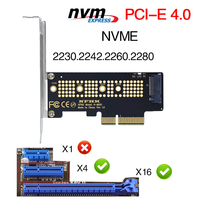 Kartu Adaptor M.2 NVME SSD ke PCIe 4.0 64Gbps M-Key PCIe4.0 X1 X4 untuk PC Desktop Kecepatan Penuh PCI-E GEN4 Produk Kipas Komputer Stok Tersedia