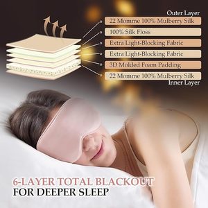 Masque de sommeil 3D profilé en soie de mûrier 100% occultant la lumière 22 Momme Grade 6A Soie OEM Personnalisé MOQ 100 pièces - Product Image 6