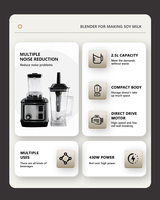 Ln Stock 2L 1000/1500W Silver Crest SC-2255 Big Puissant Smoothies Grand Blender Commercial