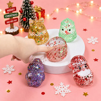 Nouveau jouet anti-stress et à presser transfrontalier, mignon, de Noël, avec clochette, motif bonhomme de neige, Père Noël, renne, en maltose et paillettes