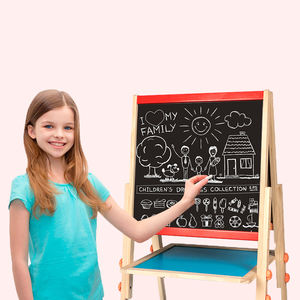 最新设计儿童现代儿童益智玩具迷你黑板木制画架绘图画架益智玩具 - Product Image 1