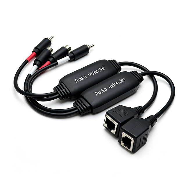 RCA Audio Extender 100m Over Ethernet Cable Passive RCA to RJ45 Converter No Power Plug and Play Stereo Signal Transmission