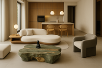 Ensembles de meubles de salle à manger et de salon confortables, modernes, luxueux, en bois massif, modulaires, écologiques, pour villa, appartement, maison, hôtel