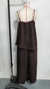 Conjunto de Pantalones de Playa para Mujer, Top sin Mangas con Pantalones Anchos, Atuendo Casual de 2 Piezas para Viaje, Fabricante Personalizado - Product Image 5