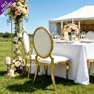 China Supplier Stainless Steel Gold Banquet Leather Outdoor Furniture Wedding <b>Dining</b> Event Party <b>Chair</b> - Product Image 1
