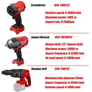 Bộ dụng cụ kết hợp không dây 7 trong 1, 18V, pin Lithium-Ion, không chổi than, gồm cờ lê, máy khoan, máy khoan búa, máy mài, tua vít, cờ lê ratchet (7 dụng cụ) - Product Image 6