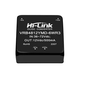 Hi-Link 6W 48V Entrada DCDC Convertidor aislado 12V 0.5A Salida VRB4812YMD-6WR3 DCDC Módulo de fuente de alimentación reductor - Product Image 1
