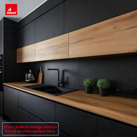 Table îlot de rangement haut de gamme Alland, en contreplaqué mélaminé, armoire de cuisine moderne avec robinet pour salle à manger