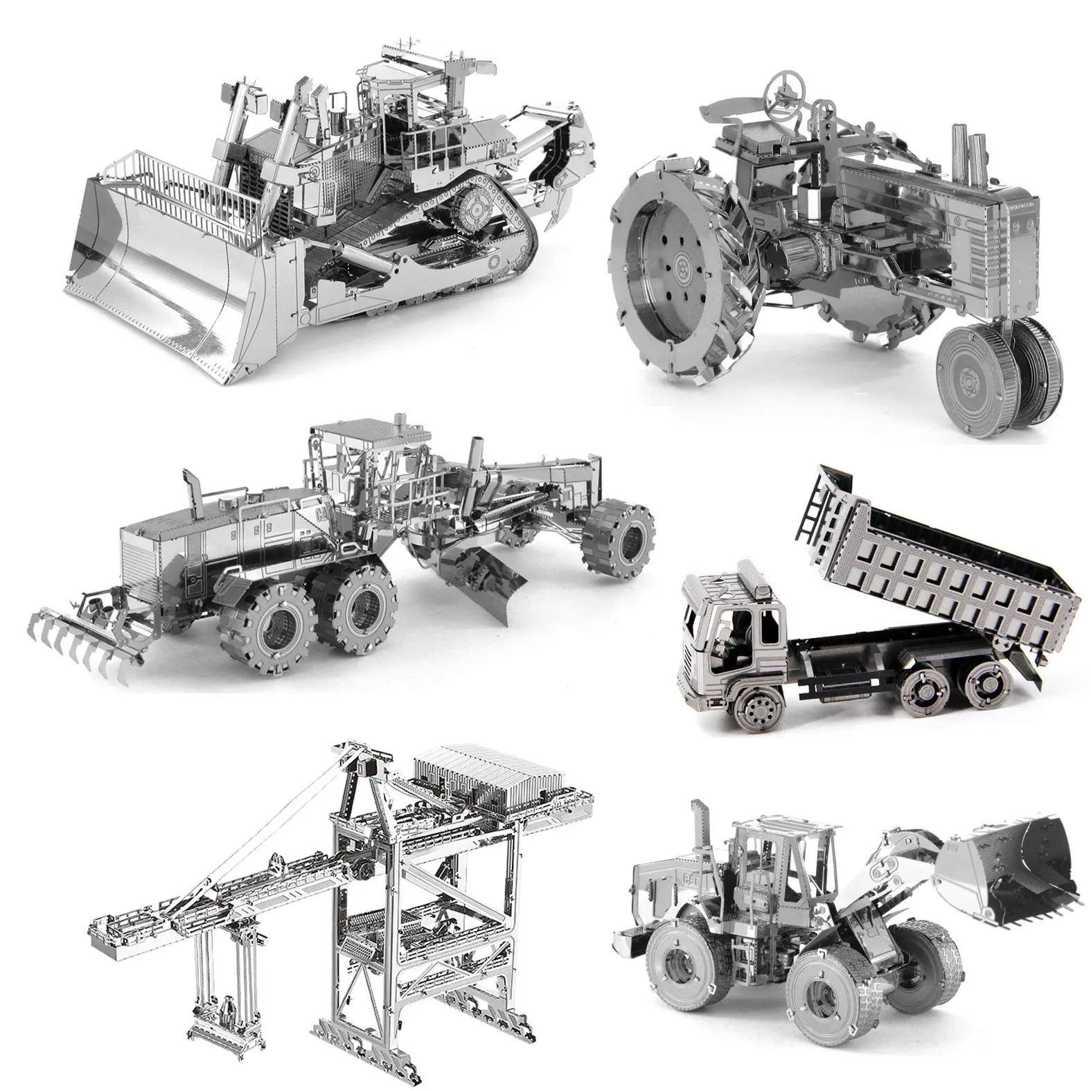Engineering Vehicle Series COE Truck crane tractor Wheel Loader 3D Car Metal Puzzle