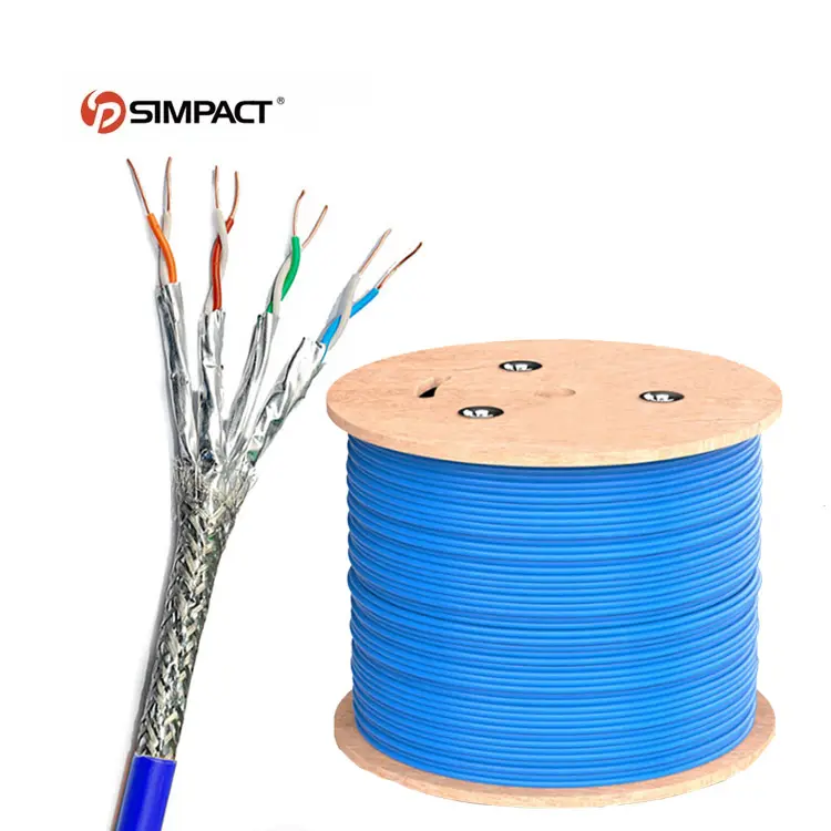 Simpato 22awg 4 pares cabo de comunicação de fio de cobre natural, cabo externo ethernet cat8 305m 1000ft para internet