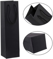 Individuelles Logo Großpackung Schwarze Faltbare Kraftpapier Champagner Einzelne Weinflasche Geschenkverpackung mit Griffen Papiertüte Wein