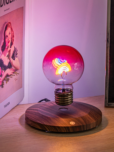 Modern Levitating LED Bulb With Rainbow Design Wooden Base Touch Control Color Changing Home Decor Night <b>Light</b> - Product Image 2