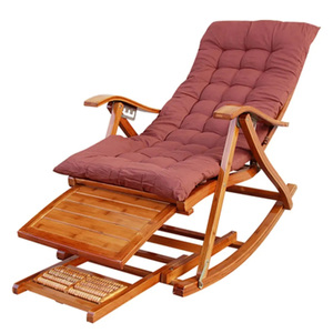 Chaise longue de soleil extérieure de chaise berçante étendue de jardin en <span class=keywords><strong>bois</strong></span> portatif durable avec le coussin - Product Image 1