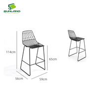 Tabouret de bar chic en fil métallique ajouré, pieds en fer forgé antirouille, chaise de comptoir en fil de fer pour extérieur, patio, café, bar, hôtel