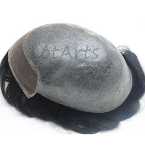 Tupé Económico para Hombre <span class=keywords><strong>con</strong></span> Base de Piel Fina y Frente de Encaje, Directo de Fábrica, 100% Cabello Remy Europeo, Rubio, Ondulado Medio - Product Image 3