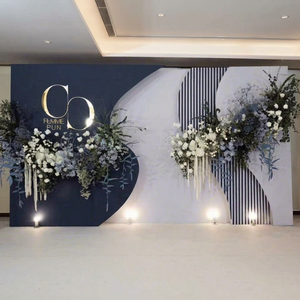SMOOTH Luxury Wedding Stage LED Backdrop Light Wave Shape <b>White</b> Black PVC <b>Acrylic</b> Background Stand - Product Image 1