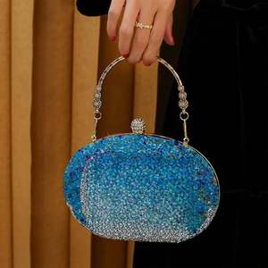 Borsa a Forma di Rosa con Cristalli per Feste e Balli, Pochette Scintillante con Glitter - Product Image 1