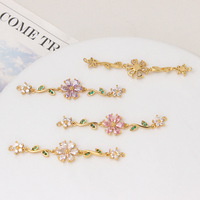 Connecteur pendentif en forme de marguerite en laiton plaqué or 18 carats avec zircon, 12*60 mm, pour la fabrication de bracelets et de colliers DIY