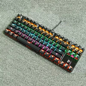 ใหม่สีสันสดใส RGB แบ็คไลท์แป้นพิมพ์เครื่องกลรัสเซีย 87 คีย์แกนสีฟ้า USB คีย์บอร์ดเกมแบบมีสาย - Product Image 3