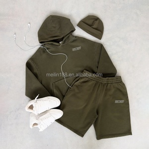 Ensemble short et sweat à capuche deux pièces de haute qualité, survêtement de jogging personnalisé avec logo de marque, veste et short pour homme, tenue de sport streetwear - Product Image 1
