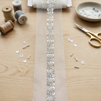 Bordure décorative en dentelle perlée blanche brodée pour Abaya, Hijab, vêtements, robes, couture et accessoires de mode