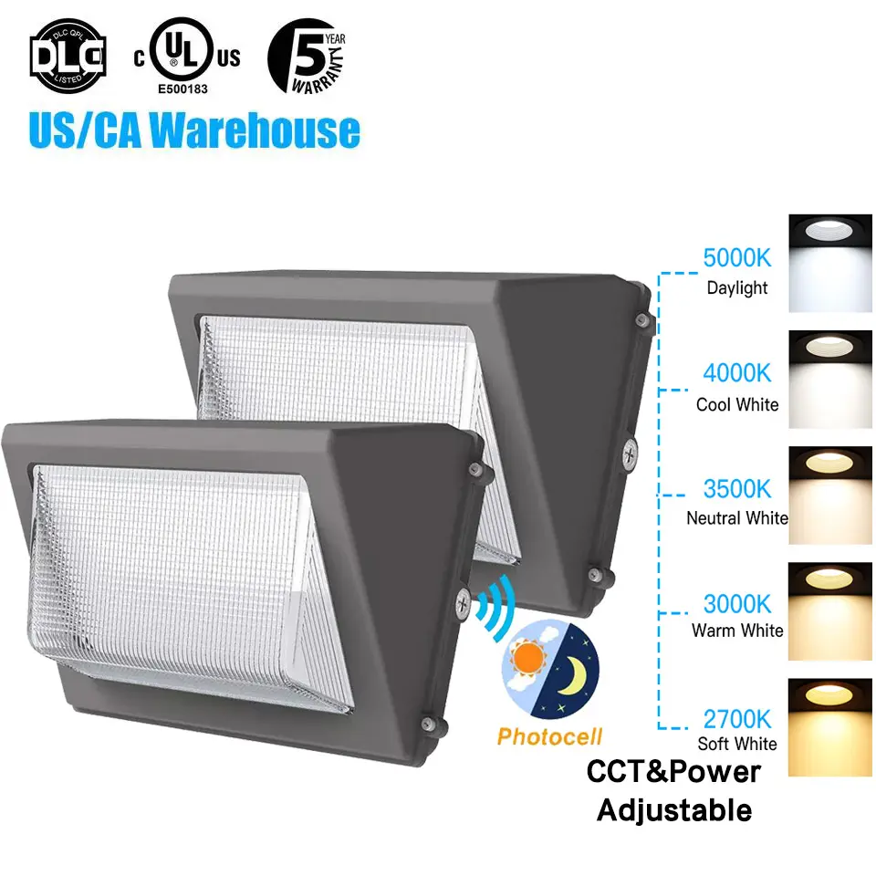 Modern IP65 CCT Power Adjustable Wall Pack Light Mounted 60W 80W 100W 120W LED Exterior Wall Lights