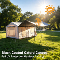 12 ㎡   Tente de luxe gonflable type manoir, conception à 3 portes avec cloison de séparation, tente de glamping panoramique robuste en Oxford 420D