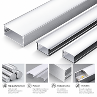 Vente en gros de profilés en aluminium pour bande LED de 50 mm, linéaires, avec diffuseur pour l'éclairage des armoires