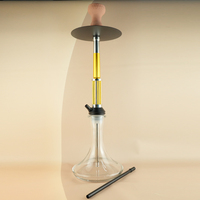 Chicha arabe mini portable à prix de gros, avec pot en verre rond, tuyau en silicone à tube unique et clip à ressort