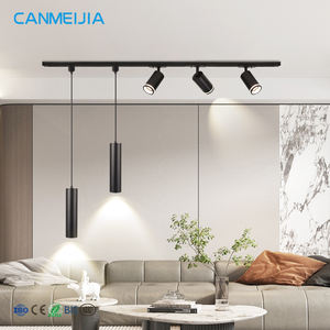 Lampadario <span class=keywords><strong>a</strong></span> Soffitto Nordico per Soggiorno e Cucina, Lampada Decorativa Sospesa Regolabile in Altezza, Luce Pendente COB su Binario - Product Image 1