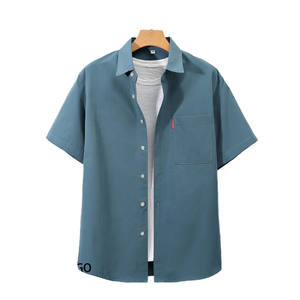 Chemise décontractée à manches courtes pour homme, grande taille, style simple, coupe ample, pour étudiant, idéale pour le printemps - Product Image 1