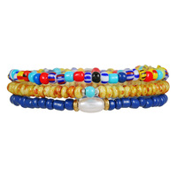 Bracelet extensible style bohème perles de riz, design Instagram, design color-block de niche, à porter en superposition, perles unisexe