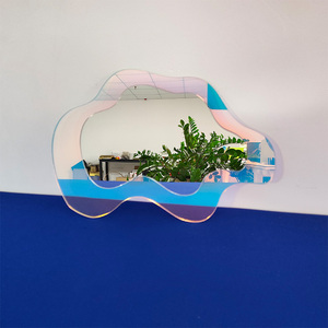 Wavy Acrylic Mirror <strong>Rainbow</strong> Irregular Aesthetic Vanity Mirror Iridescent Mirror Wall Stickers Wall <strong>Decor</strong> for Living <strong>Room</strong> Bedroom - Product Image 3