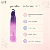 Queue de cheval tressée synthétique ombrée de 24 pouces, extensions de cheveux en fibre haute température avec élastique, vente en gros pour femmes