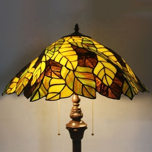 Lámpara de Pie Tiffany de Vidrio Teñido de 16 Pulgadas LongHuiJing con Pantalla de Hojas Tiffany - Product Image 3