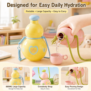 UFORU Gourde Personnalisée Fantaisie avec Paille pour Enfants, Bouteille d'Eau en Plastique Mignonne, Gourde de Sport pour Enfants - Product Image 4